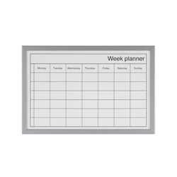Bi-Office Weekly Planner; Magnetic Surface; Grey Lined MDF Frame; 60x40cm