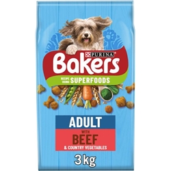 Bakers Beef & Veg Adult Dog Food 3kg - PACK (4)
