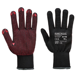 A110 - Grip 13 PVC Dotted Glove - Black - Size L
