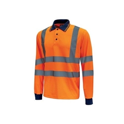 U Power Shine High Visibility Long Sleeve Polo Shirt Orange Medium