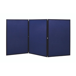 Bi-Office Showboard Exhibition System; 3 Panel Table Top Double Sided Display Boards; Blue/Grey Loop Nylon; 60x90cm (Board Size)