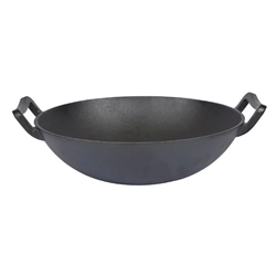 Dexam School of Wok Pre-Seasoned Cast Iron Flat Base Wok 300mm