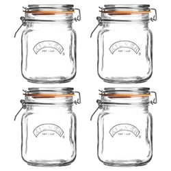 Kilner Square Clip Top Jar 1Ltr (4 Pack)               