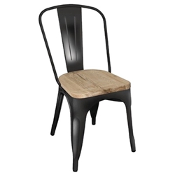Bolero Bistro Side Chairs with Wooden Seat Pad Black (4 Pack)