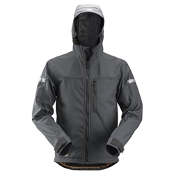 Snickers 1229 Allroundwork Soft Shell Jacket With Hood Steel Grey/Black Large [Regular]