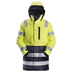 Snickers 1860 Protecwork Insulated Parka High Visibility Class 3 Yellow/Navy Xtra Small [Regular]