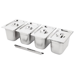 Vogue Stainless Steel Gastronorm Tray Set 4 1/4 with Lids