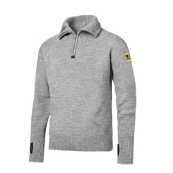 Snickers 2905 Half Zip Wool Sweater Light Grey Melange Medium