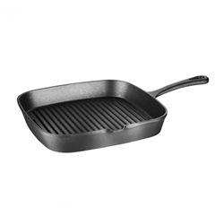 Vogue Square Cast Iron Ribbed Skillet Pan 24cm