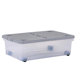 Wham Cool Grey Plastic Storage Box U/Bed  32 Litre (With Wheels) - PACK (10)