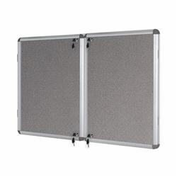 Bi-Office Enclore Display Case; Grey Felt Surface; 2 Lockable Acrylic Doors; Aluminium Frame; 1830x1230mm - 32x A4