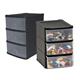 Fixtures Black Stackable 3 Drawer Tower - PACK (4)