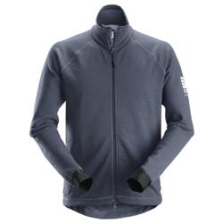 Snickers 8019 Allroundwork Midlayer Wool Full Zip Jacket Dark Blue Melange Large
