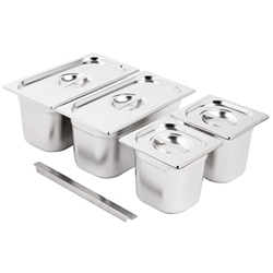 Vogue Stainless Steel Gastronorm Tray Set 2x 1/3 2 x 1/6 with Lids