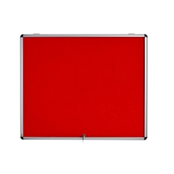 Bi-Office Enclore Fire Retardant Display Case; Red Fabric Surface; Lockable Acrylic Door; Top Hinged; Aluminium Frame; 953x924mm - 12x A4