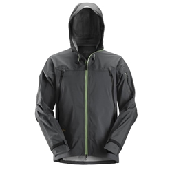 Snickers 1300 Flexiwork Stretch Waterproof Shell Jacket Steel Grey/Black Medium
