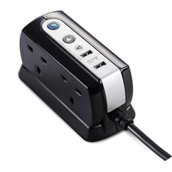 Masterplug Heavy Duty 4 Socket Surge Protected Extension Lead, 2 USB Ports