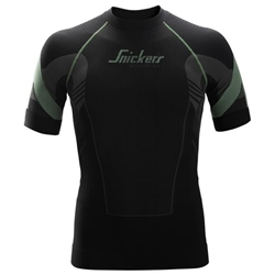 Snickers 9426 Flexiwork Seamless Short Sleeve Shirt Black/Grey XL 