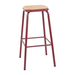 Bolero Cantina High Stools with Wooden Seat Pad Wine Red (4 pack)