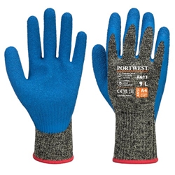 Portwest Aramid HR Cut Latex Glove S Blk/Bl (Pack of 12)