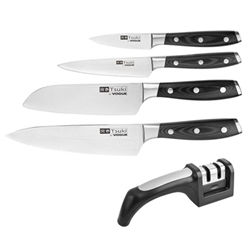 Vogue Tsuki 4-Piece Knife Set & Sharpener