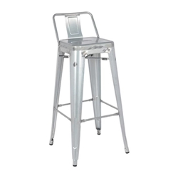 Bolero Bistro Galvanised Steel High Stool with Backrest (4 pack)
