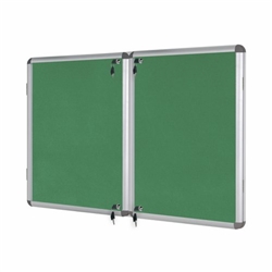 Bi-Office Enclore Display Case; Green Felt Surface; 2 Lockable Acrylic Doors; Aluminium Frame; 2430x1230mm - 40x A4