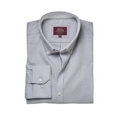 Brook Taverner Lawrence Long Sleeve Stretch Oxford Shirt Grey 15 Collar 4052F