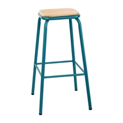 Bolero Cantina High Stools with Wooden Seat Pad Teal (4 pack)