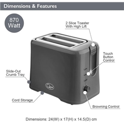 Quest 2 Slice Toaster in Grey