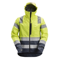 Snickers 1330 Allroundwork High Visibility Waterproof Shell Jacket Class 3 Yellow/Navy Xtra Small