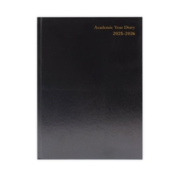 5 Star Academic Diary Day Per Page A5 Black 2025-2026 KF1A5ABK25