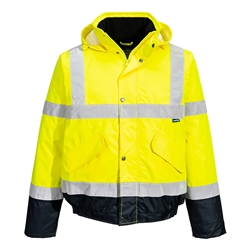 S266 - Hi-Vis Contrast Winter Bomber Jacket Yellow/Navy - Size L