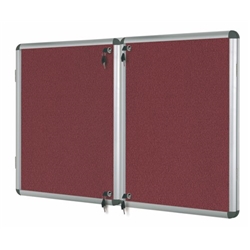 Bi-Office Enclore Fire Retardant Display Case; Red Fabric Surface; 2 Lockable Acrylic Doors; Aluminium Frame; 2430x1230mm - 40x A4