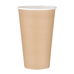 Fiesta Recyclable Single Wall Takeaway Coffee Cups Kraft 455ml / 16oz (1000 Pack)
