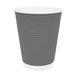 Fiesta Recyclable Coffee Cups Ripple Wall Charcoal 340ml / 12oz (25 Pack)