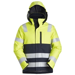 Snickers 1163 Protecwork Insulated Hood Jacket High Visibility Class 3 Yellow/Navy 3XL