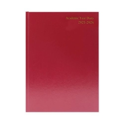 5 Star Academic Diary Day Per Page A5 Burgundy 2025-2026 KF1A5ABG25
