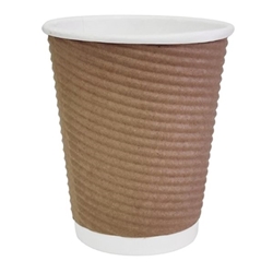 Fiesta Recyclable Coffee Cups Ripple Wall Kraft 225ml / 8oz (500 Pack)