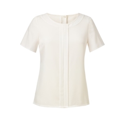 Brook Taverner Felina Crepe de Chine Short Sleeve Blouse White UK 10 Regular 2265A