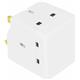Status 3 Way Fused Plug Adapter White - PACK (8)