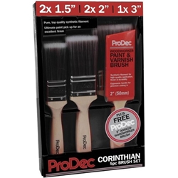 ProDec 5 Piece Corinthian Brush Set Paint Brushes Premium Trade Quality PBPT009