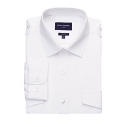 Brook Taverner Ares Slim Fit Long Sleeve Pilot Shirt White 16 Collar 7756A
