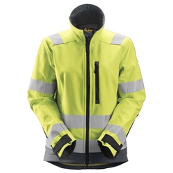 Snickers 1237 Allroundwork Womens High Visibility Softshell Jacket Class 2/3 Yellow/Steel Grey Medium [Regular]