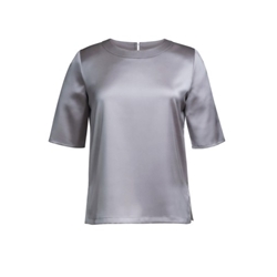 Brook Taverner Ravenna Half Sleeve Satin Blouse Grey UK 10 Regular 2362C