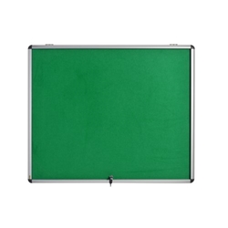 Bi-Office Enclore Fire Retardant Display Case; Green Fabric Surface; Lockable Acrylic Door; Top Hinged; Aluminium Frame; 924x653mm - 8x A4