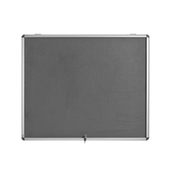 Bi-Office Enclore Fire Retardant Display Case; Grey Fabric Surface; Lockable Acrylic Door; Top Hinged; Aluminium Frame; 1360x953mm - 18x A4