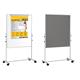 Bi-Office Mobile Duo Flipchart Easel; Grey Felt And Magnetic Lacquered Steel Surface; 700x1200mm