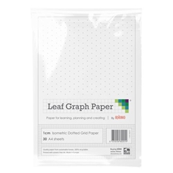 Grey Leaf Graph A4 Isometric Dotted Grid 10Mm Graph Paper (30 Leaf Pack)