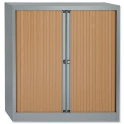 Trexus by Bisley Side Opening Tambour Cupboard inc 1Sh 1000x470x1000-1015mm Slv/Bch Ref WTB1010/1S.BC
